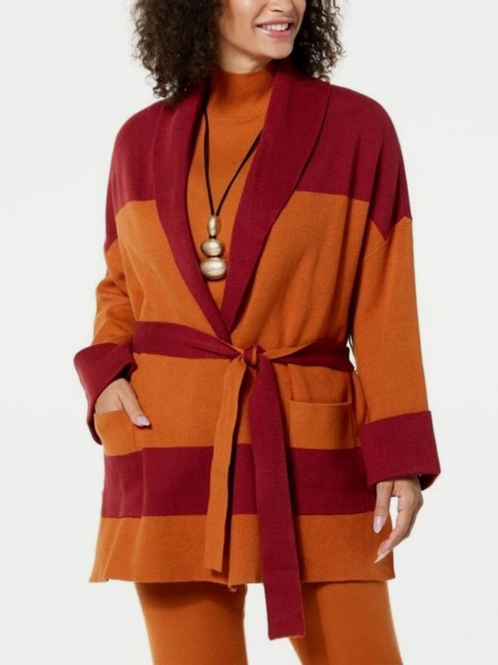 Marla Wynne Collection Soft KNIT Jacquard Topper Merlot Spice Size XXS